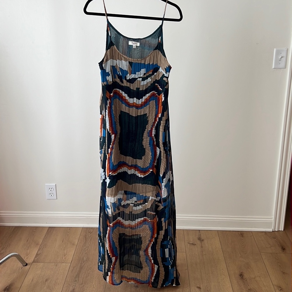 Asymmetric Pleated Maxi Dress